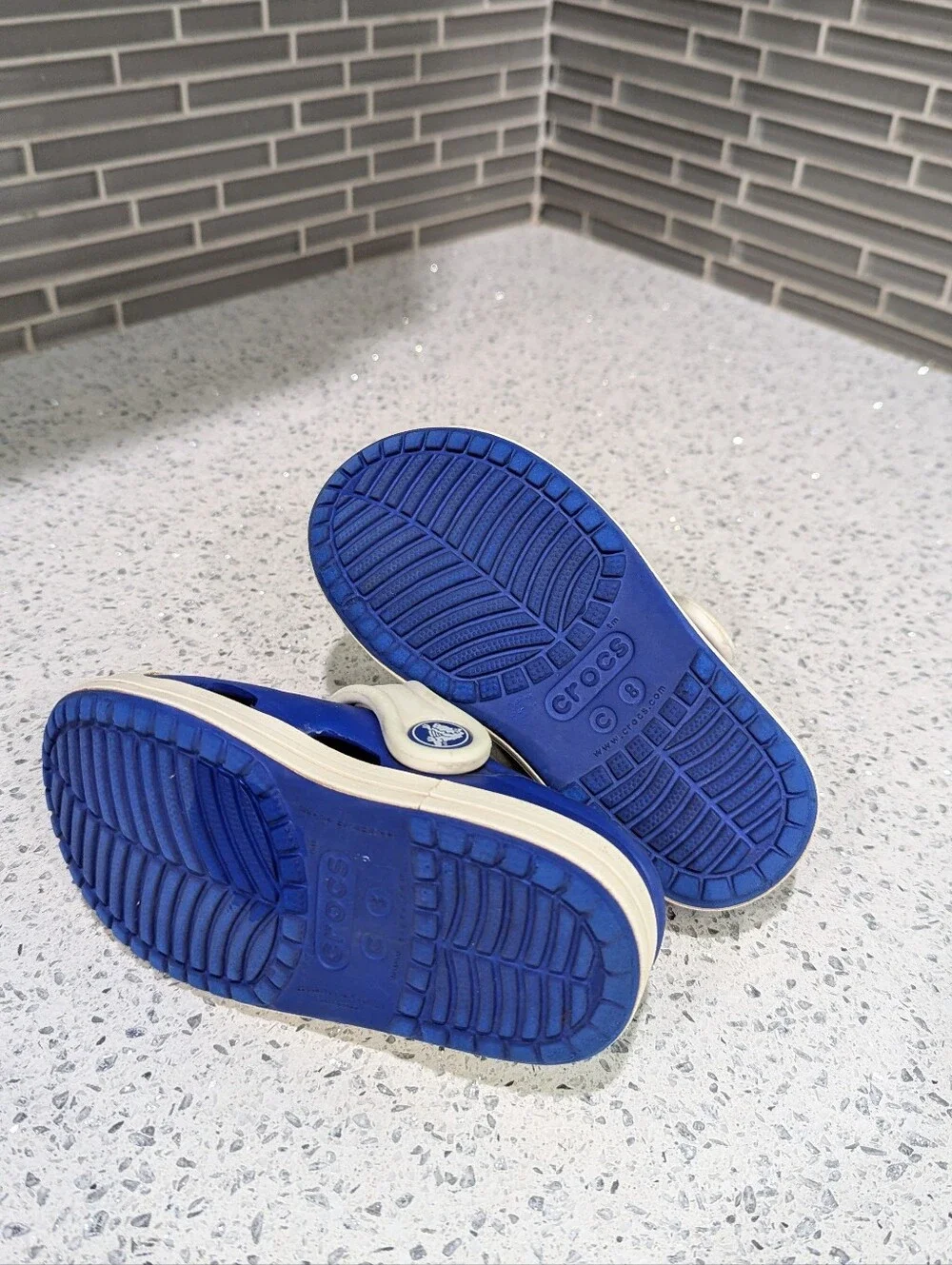 Crocs Kids Bump It Clog Blue White Water Summer Slip On Boy Girl Toddler Size 8c